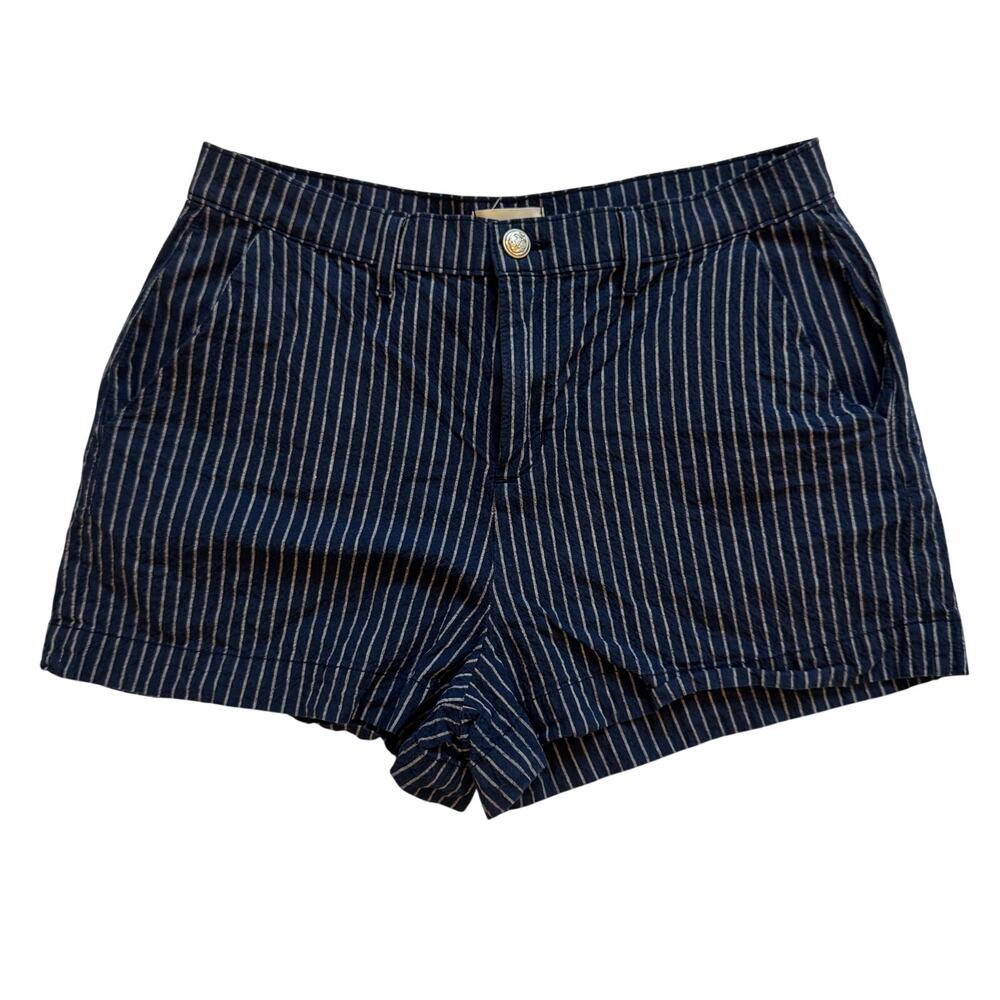 L'AGENCE Jameson High Rise Shorts Size 28 Navy Stripe Seersucker Cotton Linen - Picture 4 of 16